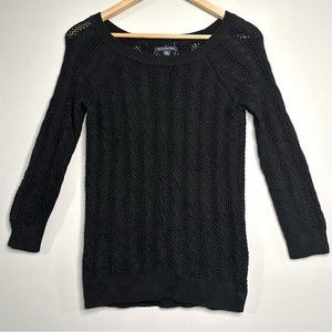 American Eagle Outfitters women’s size XS Black open knit sweater 530B2
